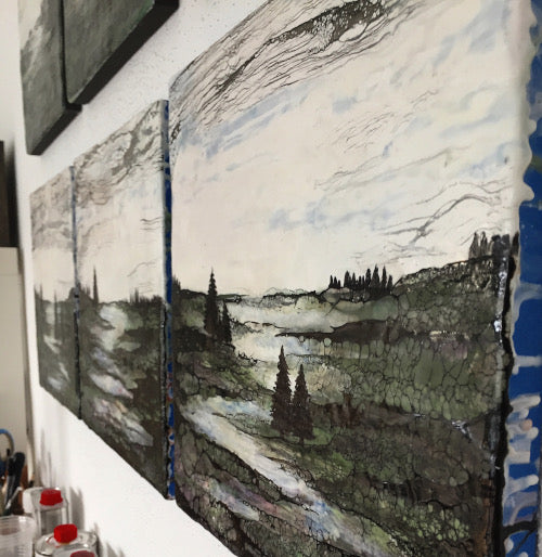 Landschaft als Triptichon im Studio