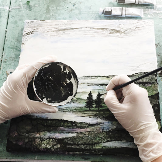 Grafische Elemente in abstrakten Landschaften