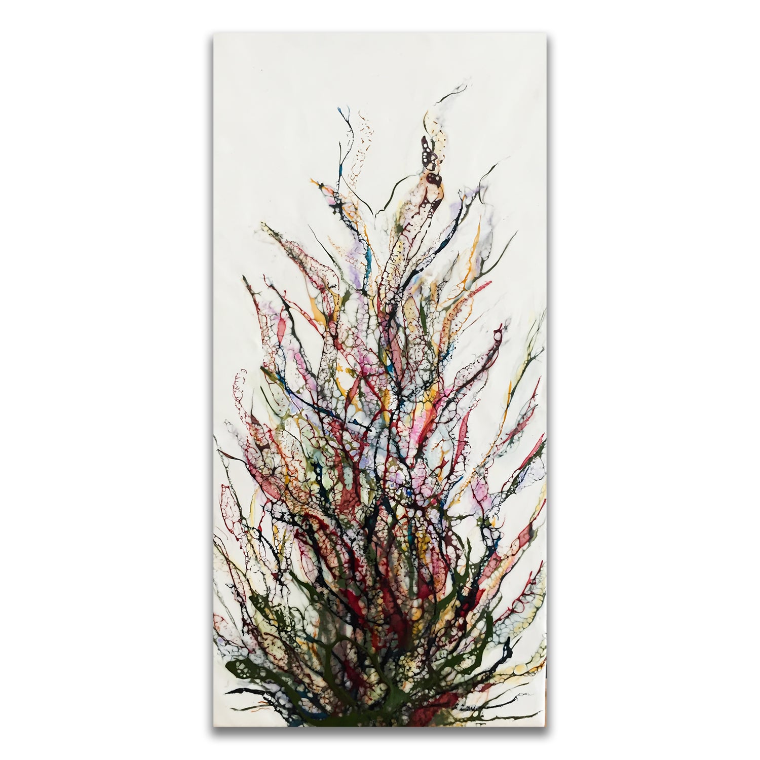 Abstrakte Blume als Enkaustik Kunstwerk